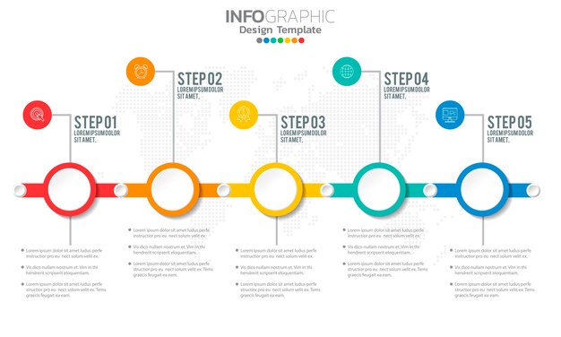 Vecteur Éléments infographiques commerciaux avec options ou étapes.