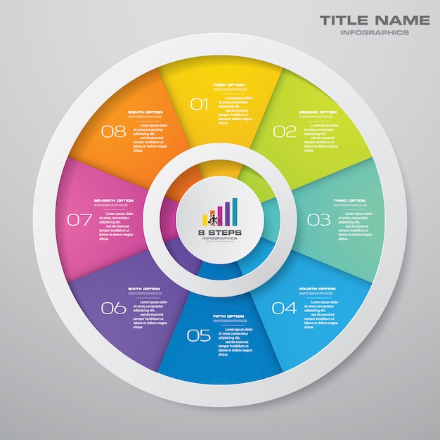 Éléments Infographiques De Diagramme De Cycle De 8 étapes. Eps 10.