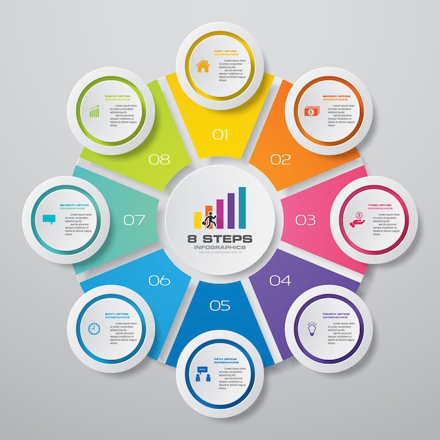 Éléments Infographiques De Diagramme De Cycle De 8 étapes.