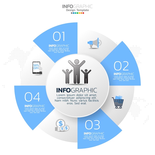 Éléments Infographiques Du Cercle D'affaires Avec 5 Options Ou étapes.