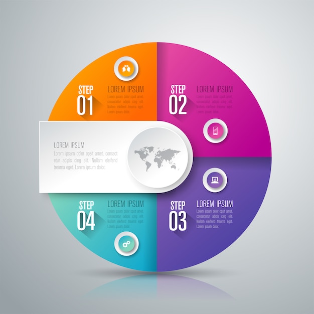 Éléments Infographiques De Gestion En 4 étapes Pour La Présentation