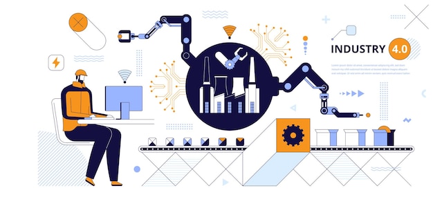 Éléments infographiques d'illustration de ligne de production