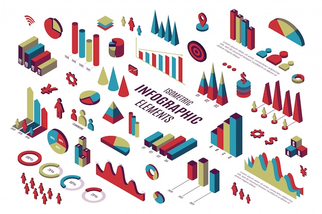 Vecteur Éléments infographiques isométriques