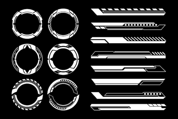 Éléments d'interface circulaires et linéaires de haute technologie pour la conception de l'interface utilisateur HUD Sci fi futuriste