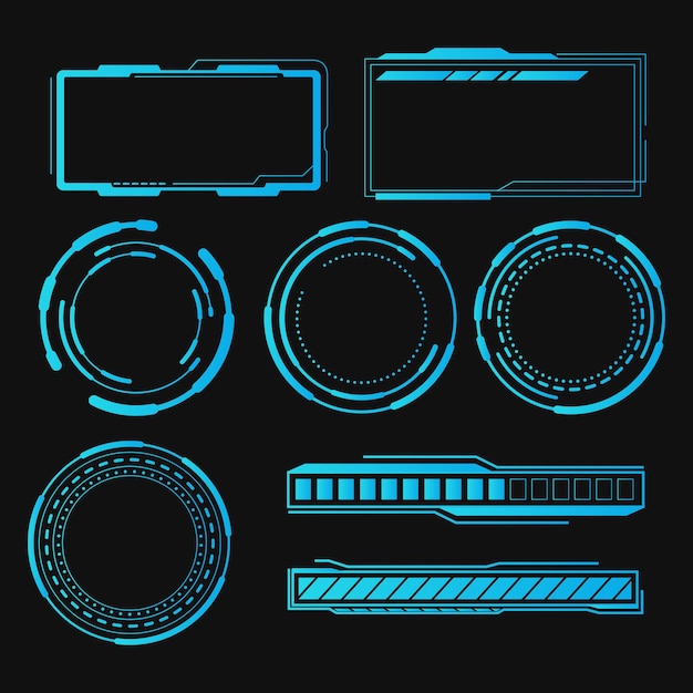 Éléments d'interface futuristes Holographiques des éléments d'interfaces utilisateur des barres et des cadres de haute technologie