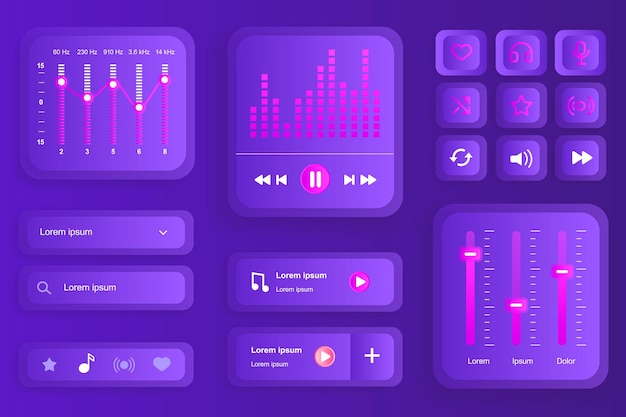 Éléments D'interface Graphique Pour L'application Mobile Du Lecteur De Musique