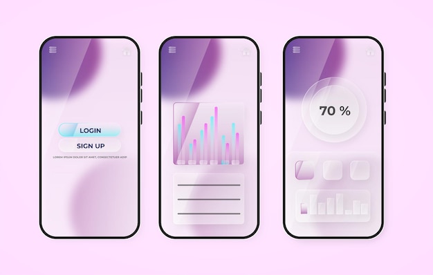 Éléments D'interface Graphique Pour L'application Mobile De Finance Avec Le Style Glassmorphism