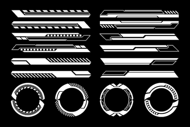 Éléments d'interface utilisateur de la barre de progression circulaire et linéaire du HUD futuriste