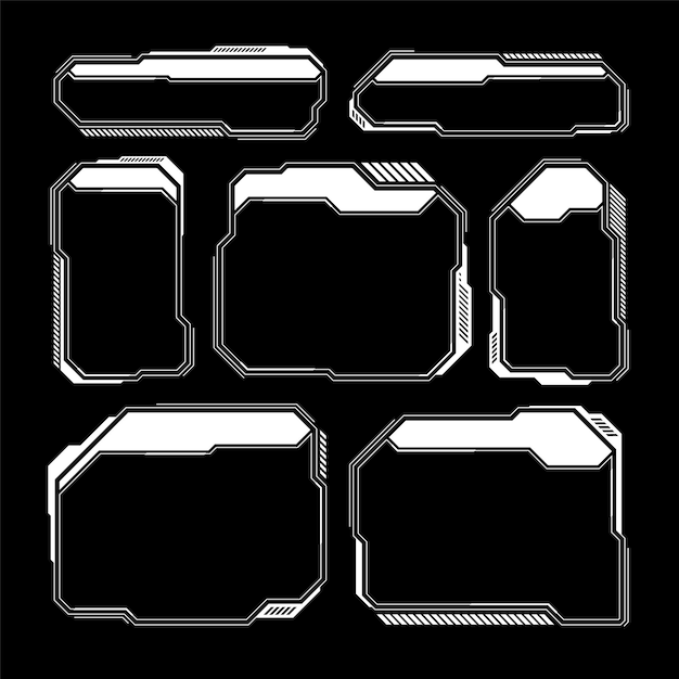 Éléments d'interface utilisateur scifi boîtes de texte appels à l'attention cadres de messages d'avertissement