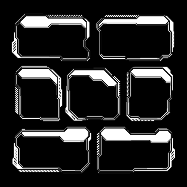 Éléments d'interface utilisateur scifi boîtes de texte appels à l'attention cadres de messages d'avertissement