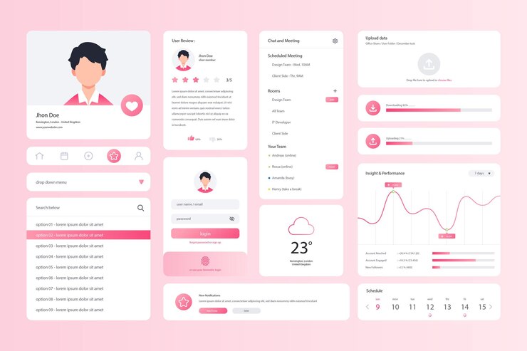 Vecteur éléments de kit d'interface utilisateur vectoriels gratuits et ressources graphiques pour la conception d'interface utilisateur moderne