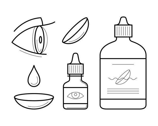 Éléments de lentilles de contact oculaires vectoriels