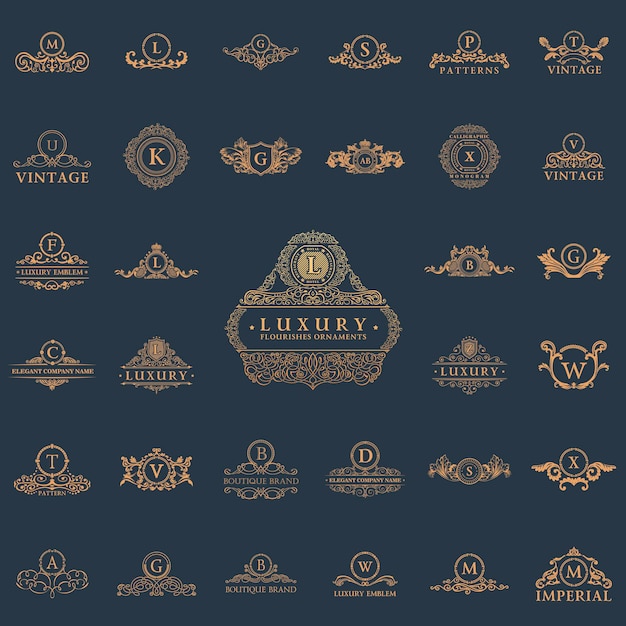 Éléments De Logos Et D'étiquettes Vintage De Luxe