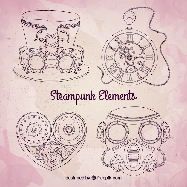 Vecteur Éléments mécaniques steampunk sketchy