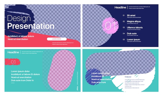 Éléments De Modèles De Présentation Créative Sur Fond Violet Infographie Vectorielle