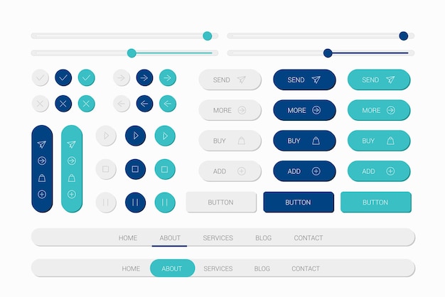 Vecteur Éléments de navigation web mis en bleu