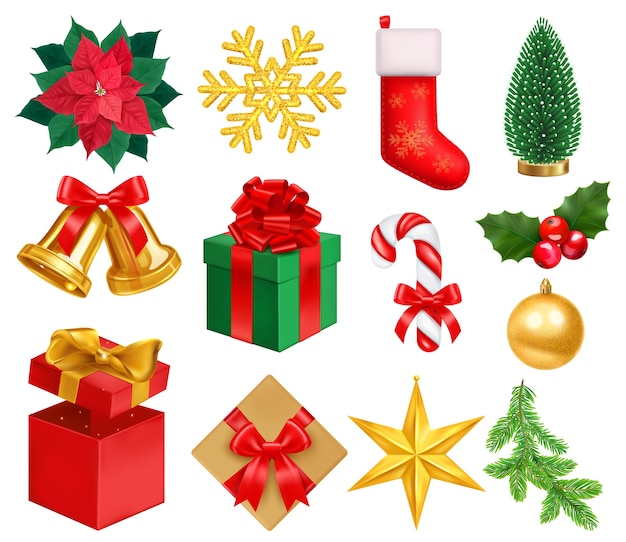 Éléments de Noël dans un style réaliste