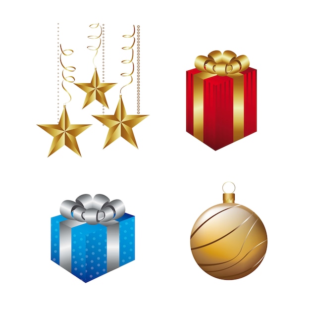 éléments de Noël isolés sur illustration vectorielle fond blanc