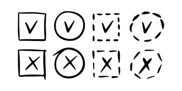 Vecteur Éléments de notes de journal avec des cases de contrôle en forme carrée et ronde tick v oui