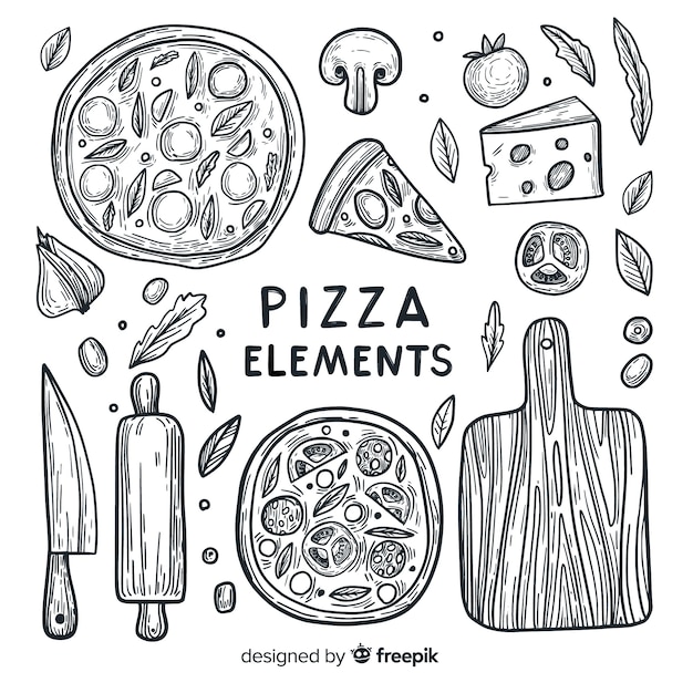 Vecteur Éléments de pizza