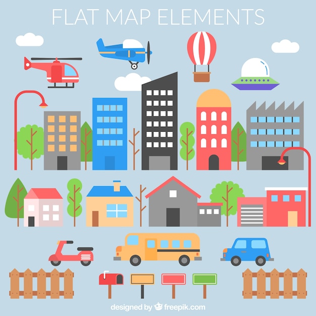 Vecteur les éléments plats pour une carte