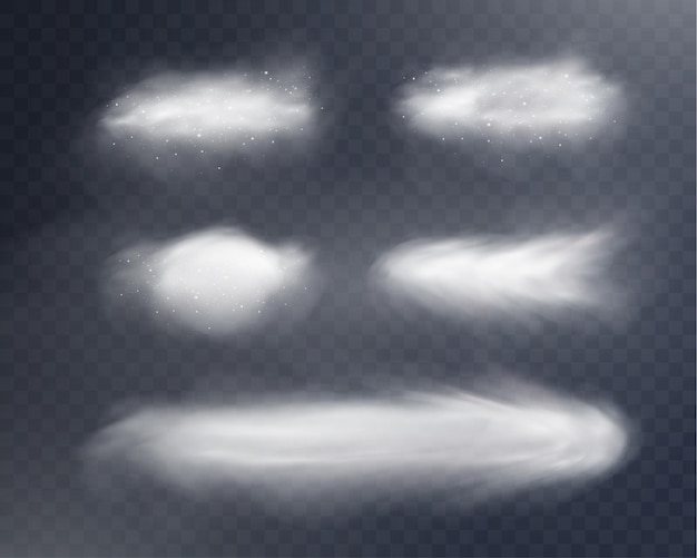 Éléments réalistes de fumée et de nuages avec une douce transparence, une texture fine et un effet atmosphérique pour