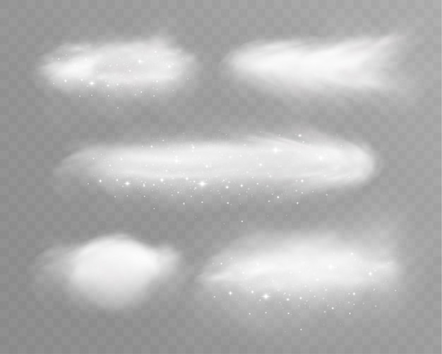Éléments réalistes de fumée et de nuages avec une douce transparence, une texture fine et un effet atmosphérique pour