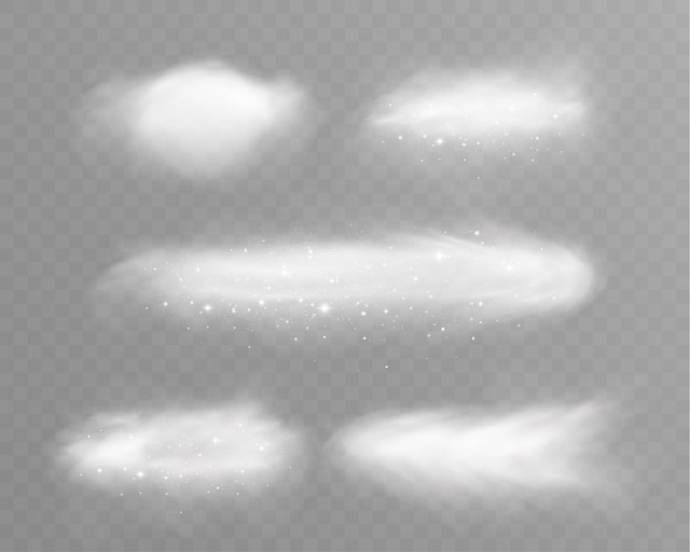 Éléments réalistes de fumée et de nuages avec une douce transparence, une texture fine et un effet atmosphérique pour