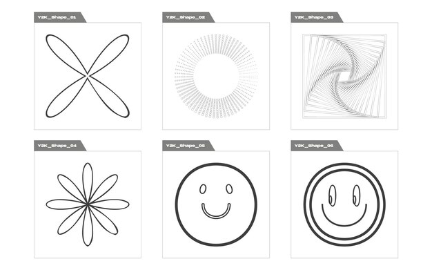 Éléments rétro futuristes pour le design Grand ensemble d'objets rétro pour le design Éléments pour la décoration graphique
