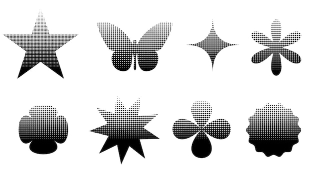 Éléments De Texture à Demi-tonnes Circulaires Abstraits, Pointillés, Brutalisme, Formes Rondes, à Demi-tons Géométriques