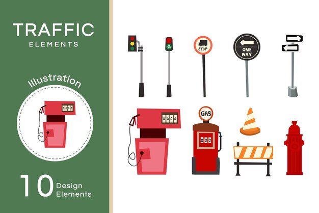 Vecteur Éléments de trafic à vecteur plat