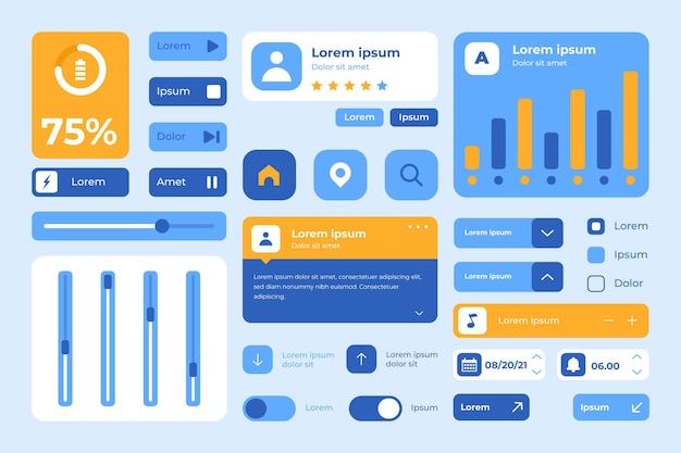 Vecteur Éléments ui/ux plats