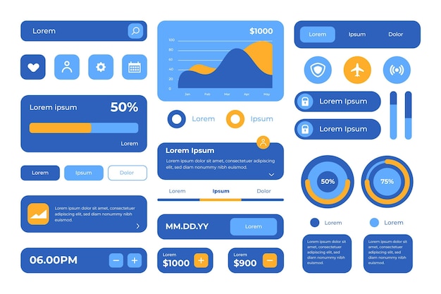 Vecteur Éléments ui/ux plats