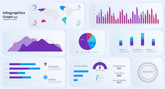 Éléments Vectoriels D'affaires Pour L'infographie De Visualisation De Données Et La Conception De Graphiques Colorés