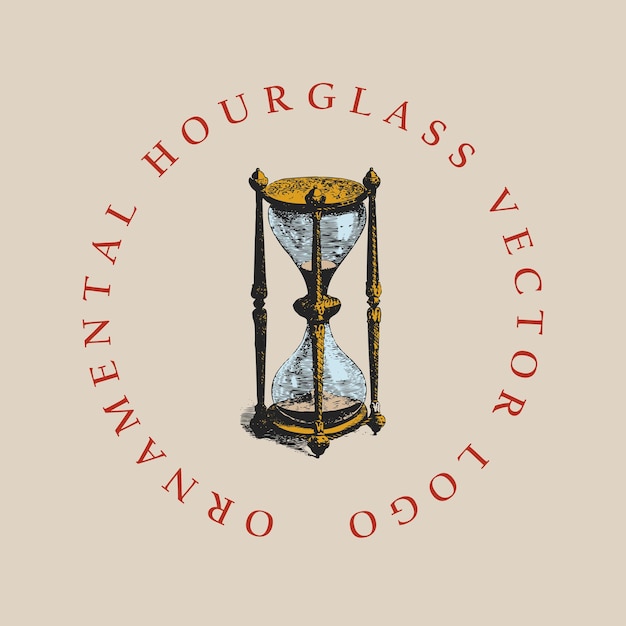 Les éléments Vectoriels Du Modèle D'affiche D'illustration Rétro Vintage Ornementale Hourglass