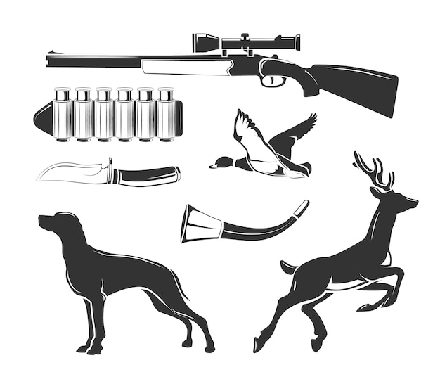 Éléments Vectoriels Pour étiquettes De Club De Chasse Vintage