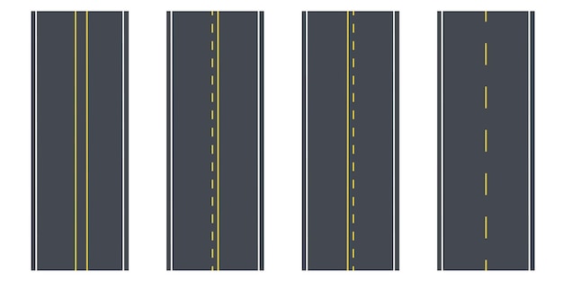 Éléments de vue supérieure de l'autoroute isolés sur fond blanc Illustration vectorielle