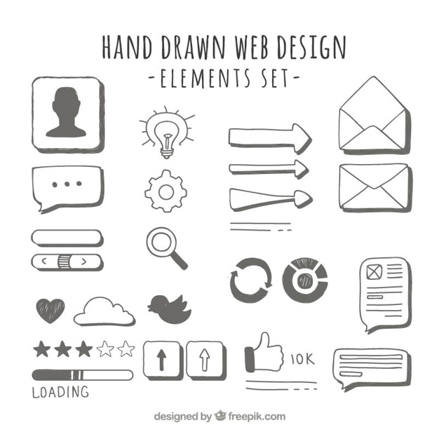 éléments web dessinés à la main