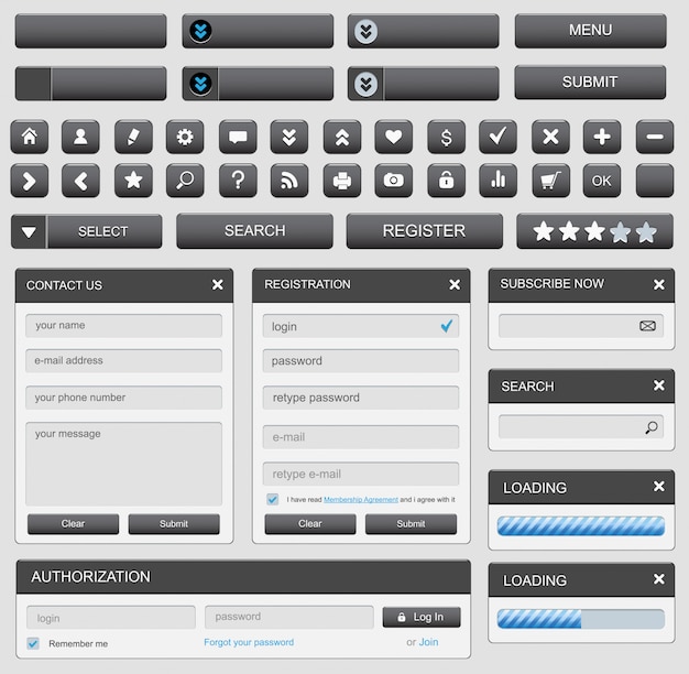 Élémets de conception Web mis en noir