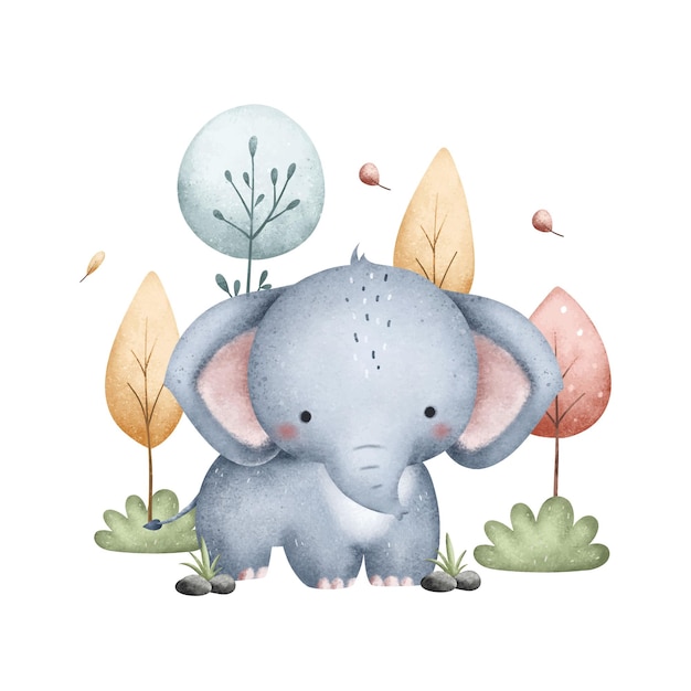 L'éléphant et les arbres dans la forêt