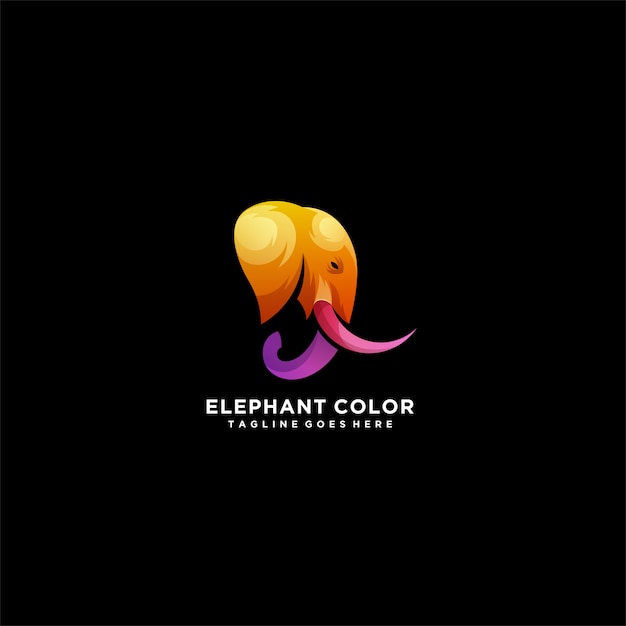 Éléphant Couleur Tête éléphant Logo Coloré.