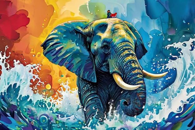 Vecteur un éléphant dans l'eau
