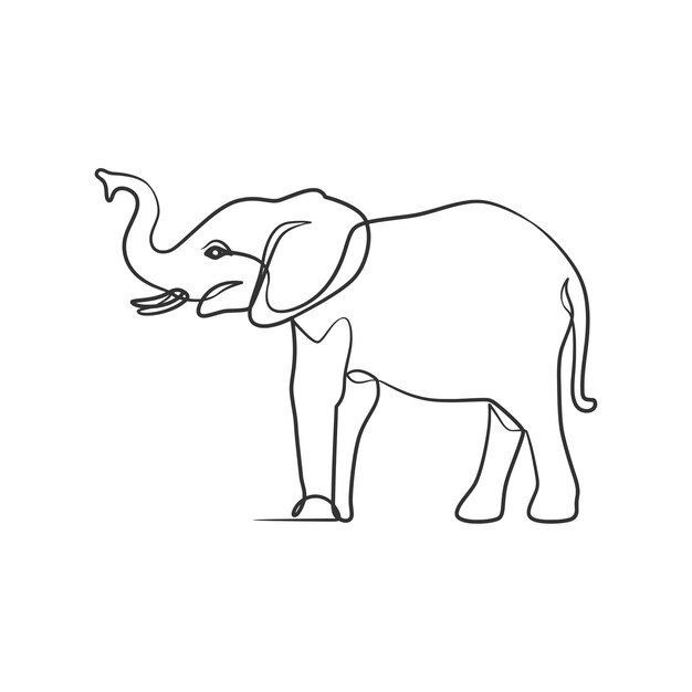 Vecteur Éléphant en dessin d'art continu d'une ligne