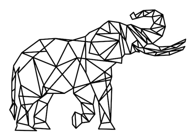 éléphant géométrique vecteur ligne polygonale