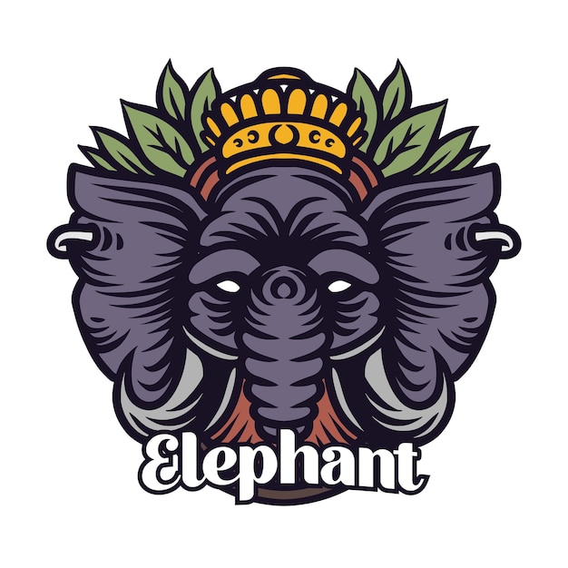 Éléphant Avec Illustration De Détail De La Couronne
