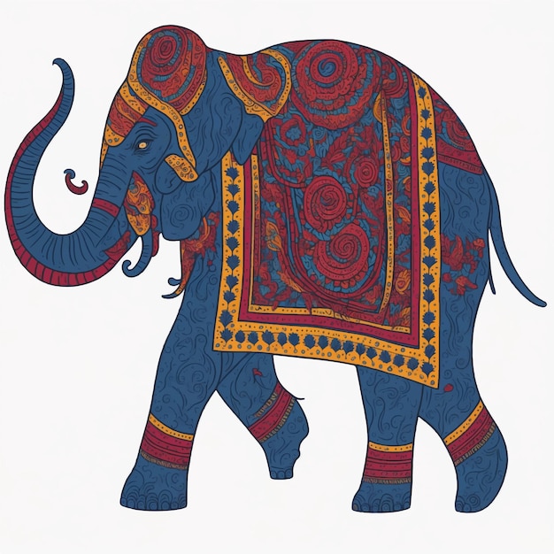 Vecteur Éléphant indien décoré dans un style traditionnel illustration vectorielle