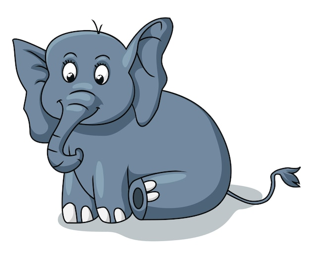 Éléphant Mignon Assis Illustration Vectorielle De Personnage De Dessin Animé