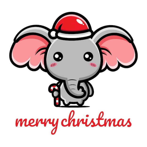 Éléphant Mignon Célébrant Noël