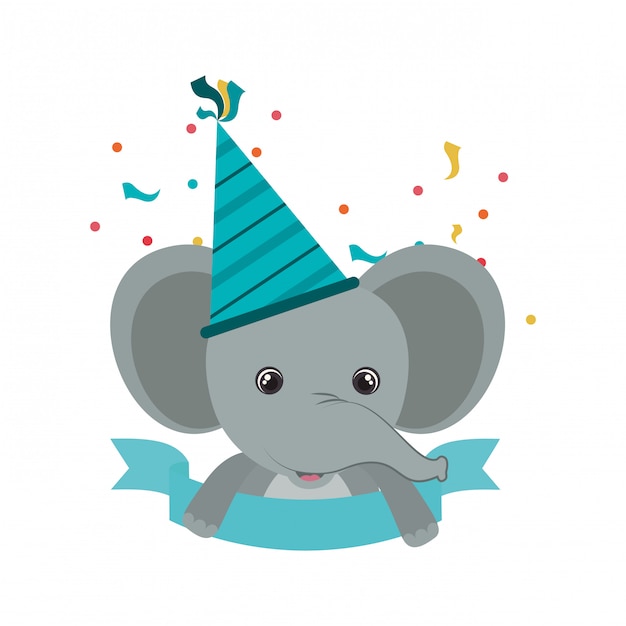 Éléphant Mignon Avec Chapeau De Fête