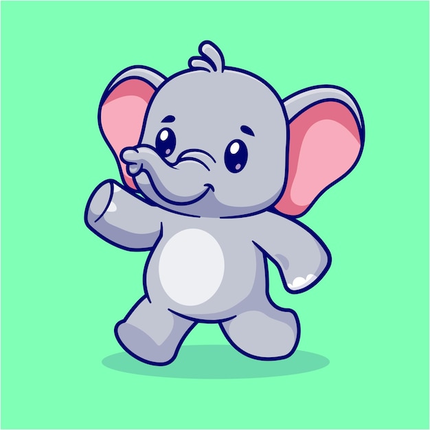 Éléphant Mignon Danse Dessin Animé Vecteur Icône Illustration Animal Nature Icône Concept Isolé Prime